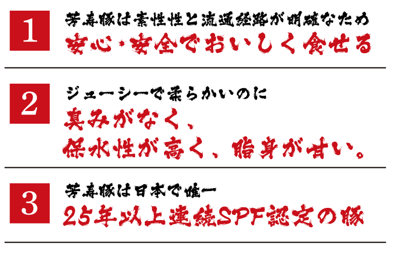 芳寿豚が安心・安全に美味しく食せる理由